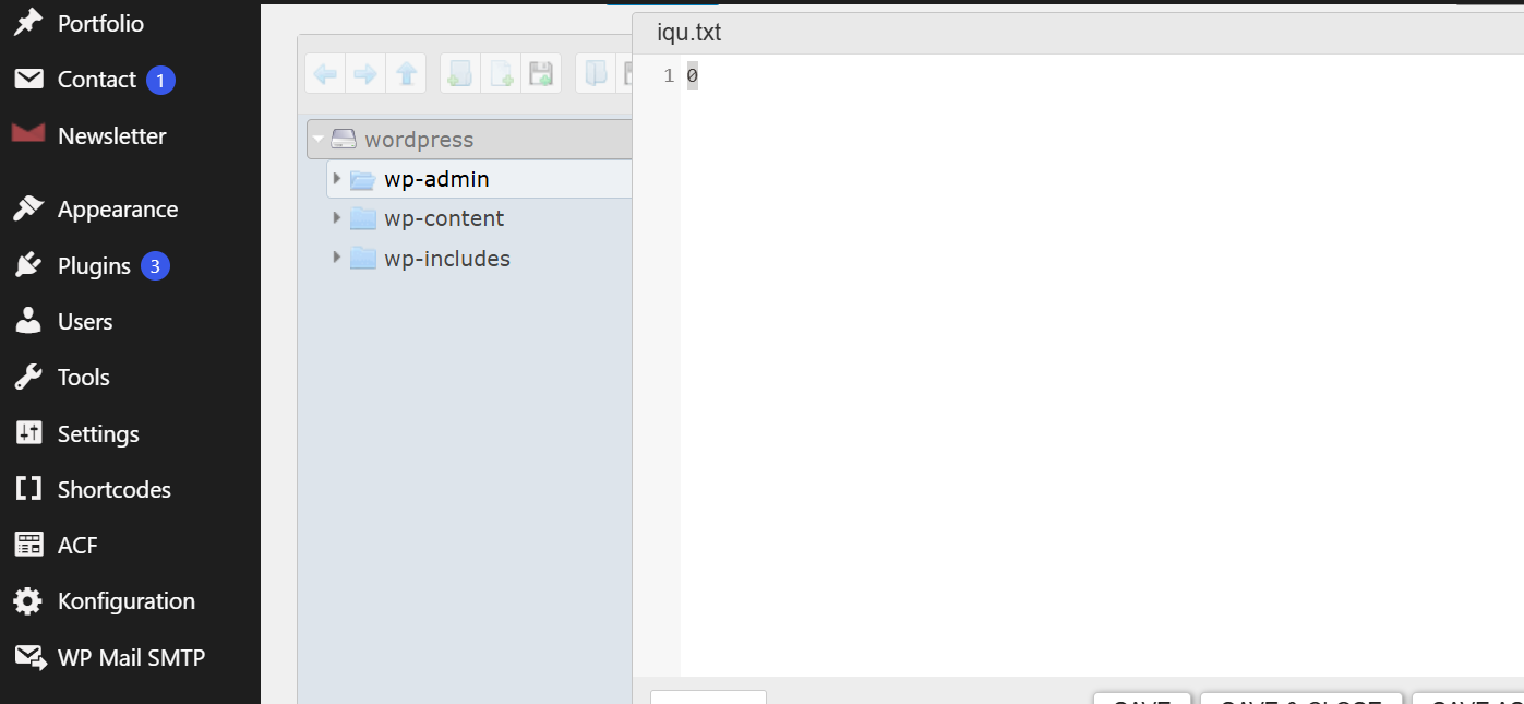 Contents of iqu.txt opened in the editor showing a single character: 0