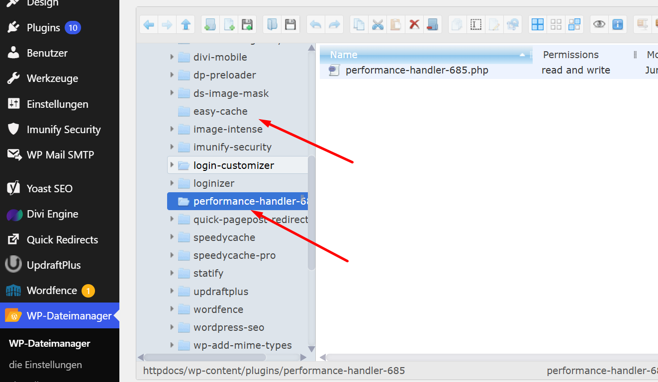 WordPress mu-plugins directory containing a hidden malicious file named .cache.php that auto-loads on every page and never shows in the plugins list