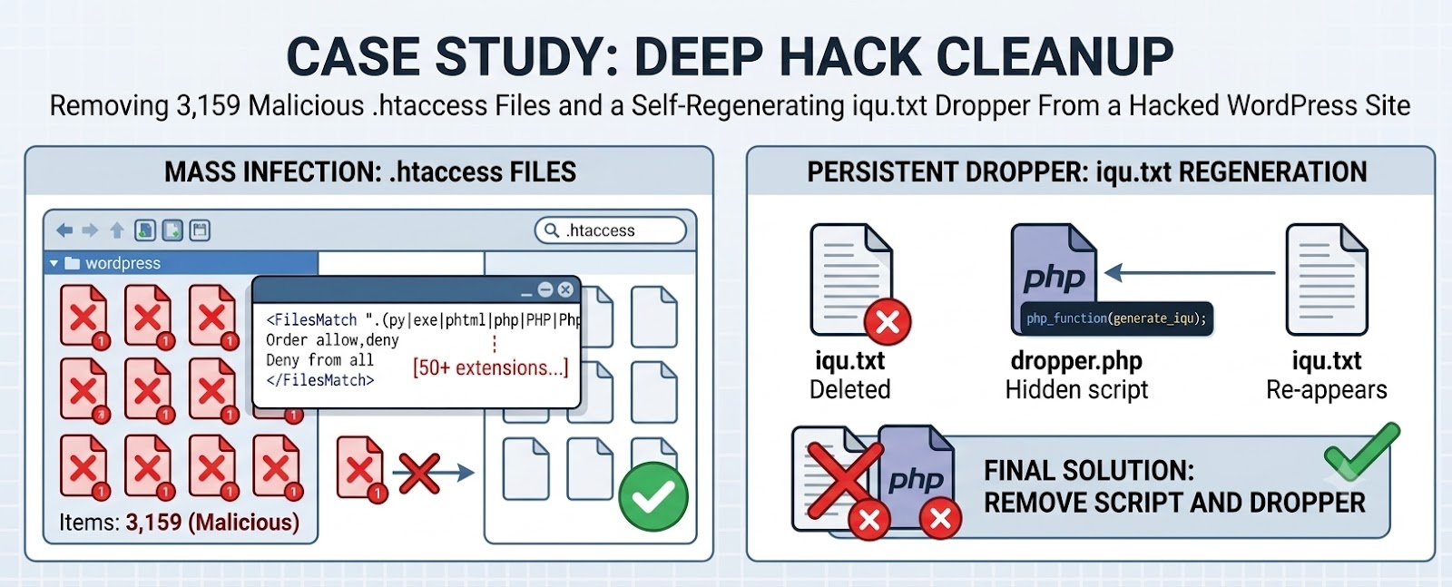 Removing 3,159 Malicious .htaccess Files and a Self-Regenerating iqu.txt Dropper From a Hacked WordPress Site
